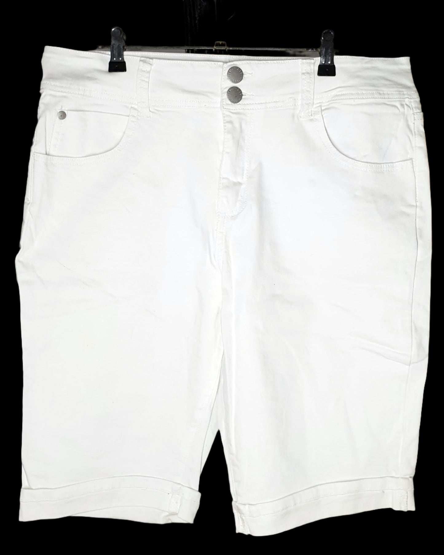 City Chic XS - White High Rise Denim Shorts