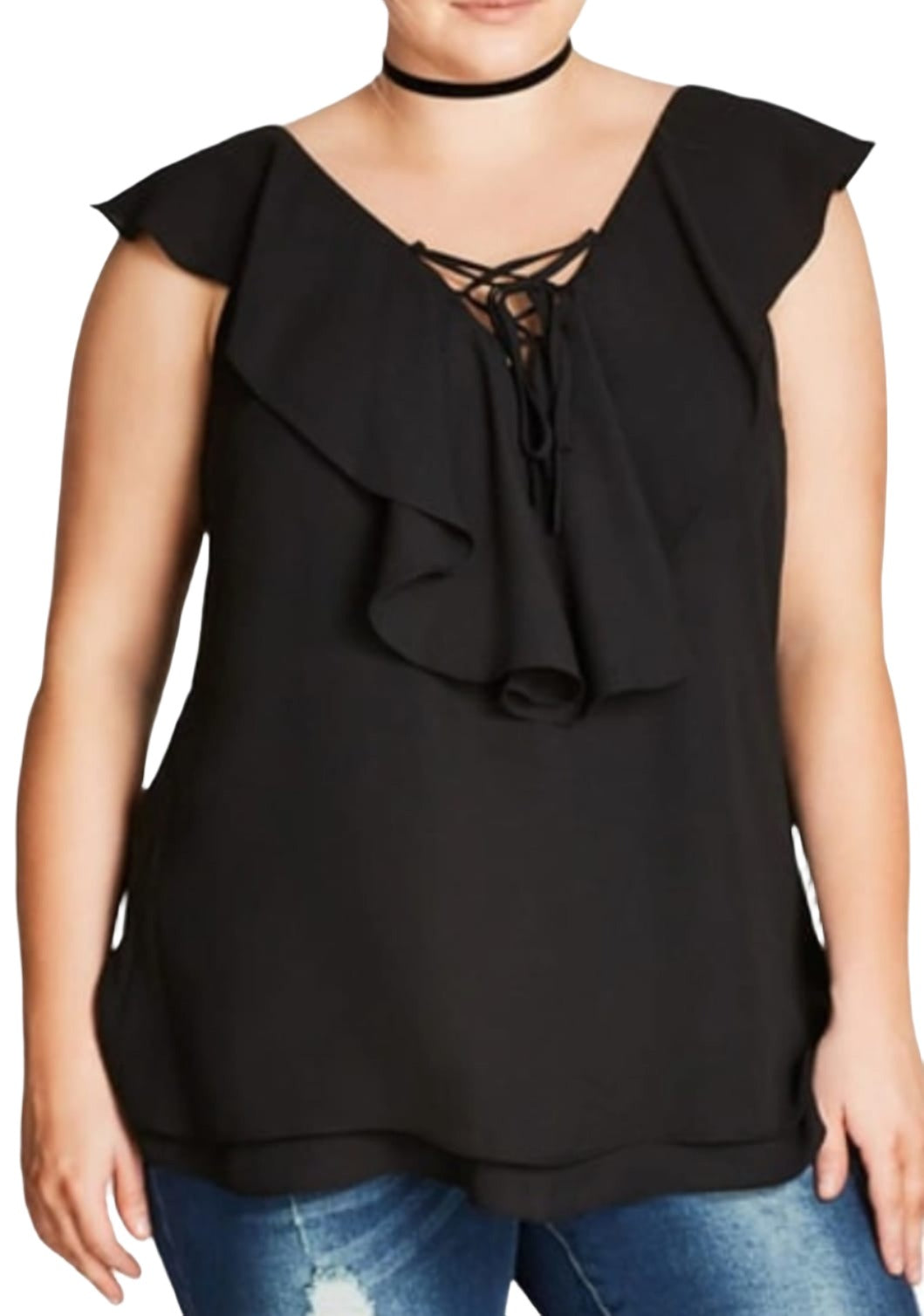 City Chic XS - Pink Frill Top