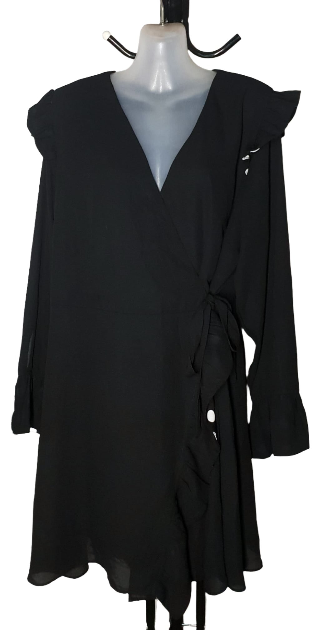 City Chic Small - Black Sleeved Playsuit