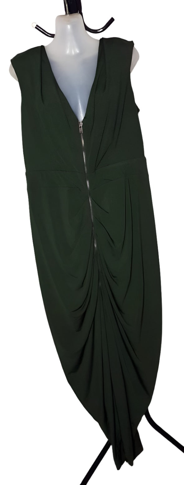 City Chic XS - Olive Soft Stretchy Zip Up Ruched Dress