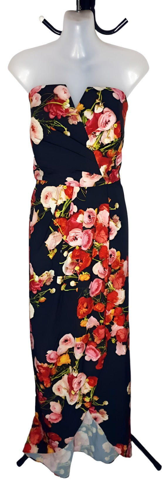 City Chic XS - Floral Deep V Strapless Maxi Dress