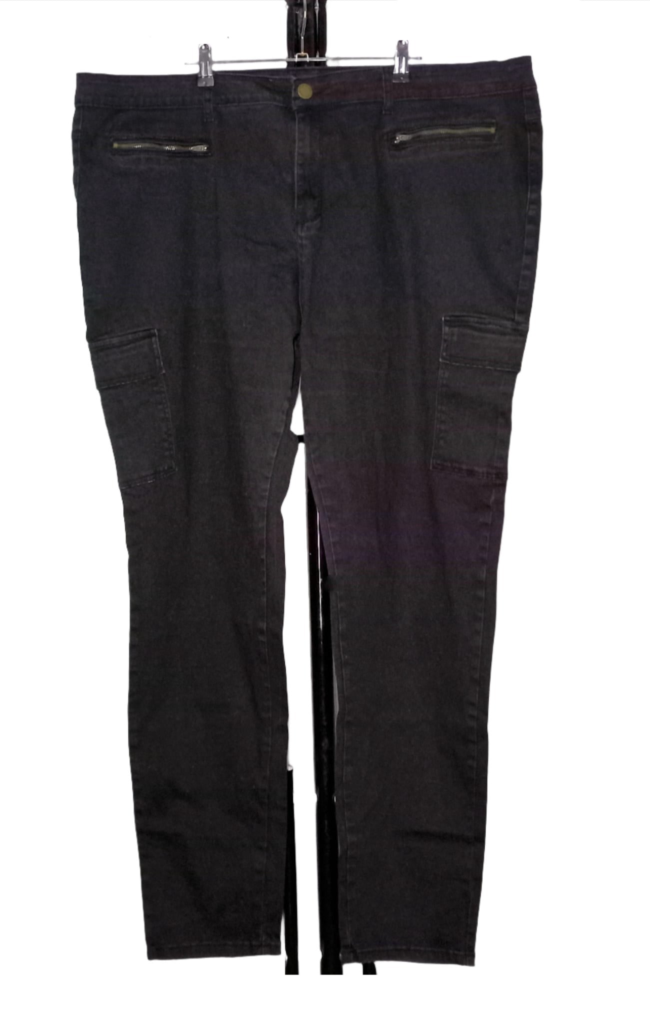 City Chic XXL - 24R - Black Denim Mid Rise Skinny Jeans With Pockets