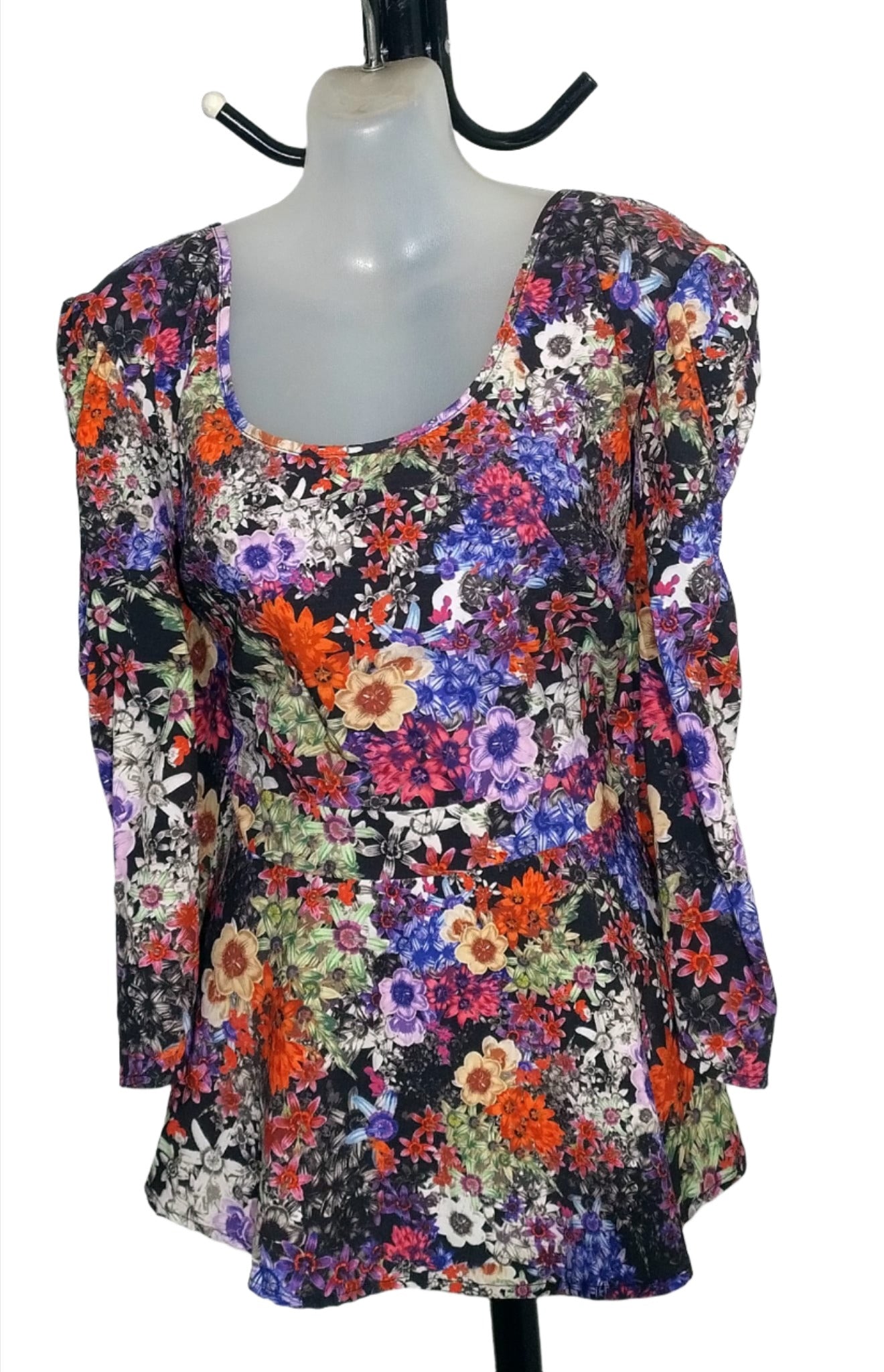 City Chic Large - Sleeved Floral Peplum Top