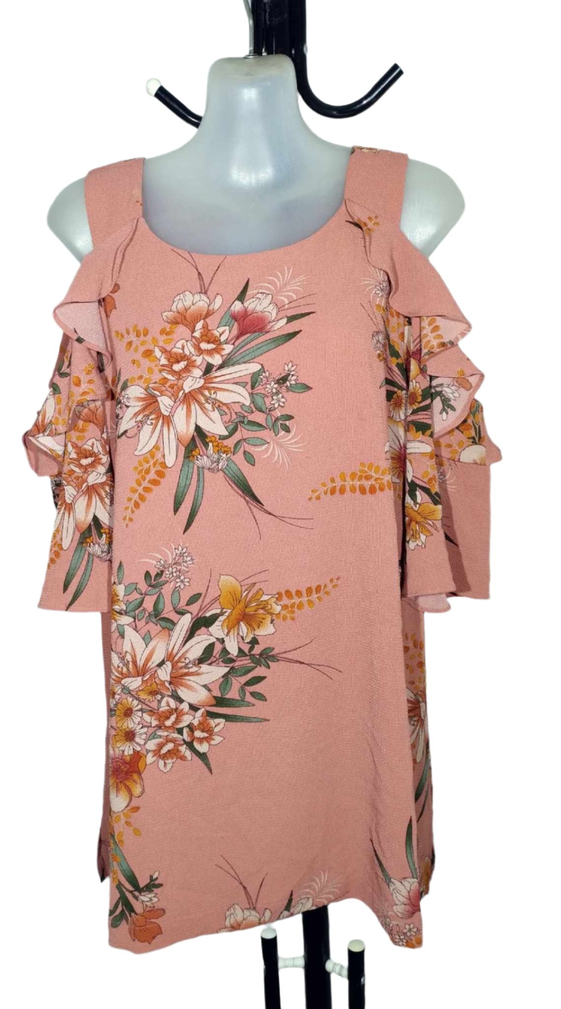 City Chic XS - Floral Cold Shoulder Top