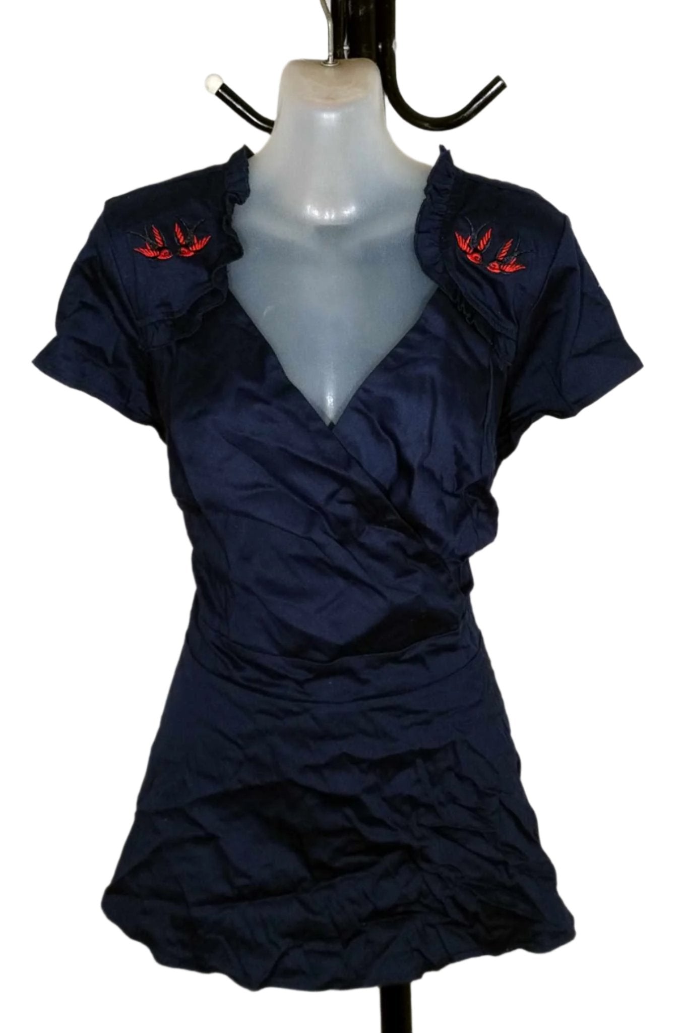 City Chic Large - Navy Peplum Top