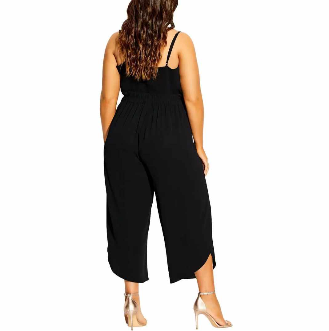 City Chic Medium - Black Chiffon Tie Up Pants
