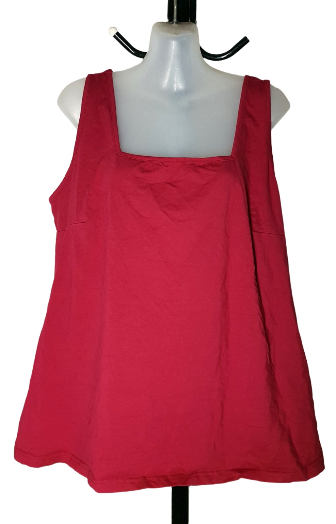 City Chic Large - Burgundy Stretchy Square Neck Tank Top