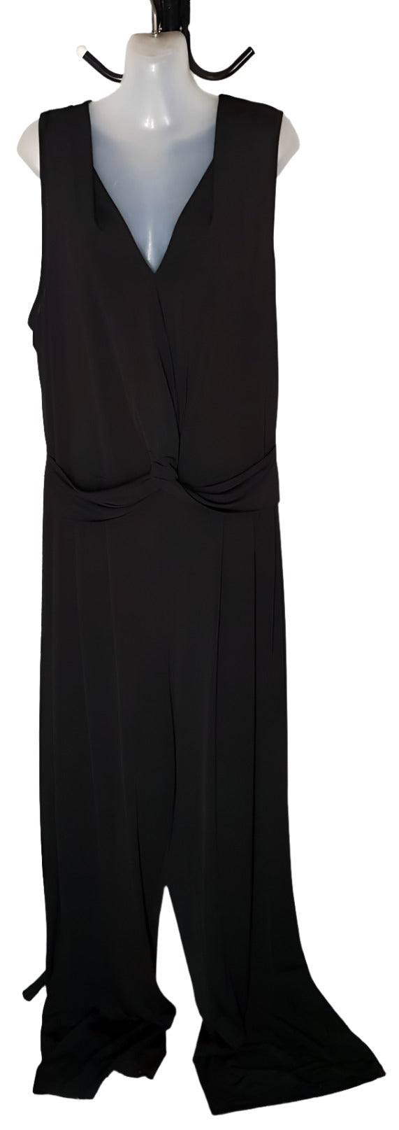 City Chic Large - Black Knot Front Wide Leg Jumpsuit