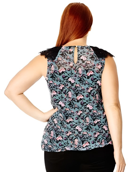 City Chic Medium - Floral Top With Lace Sleeves