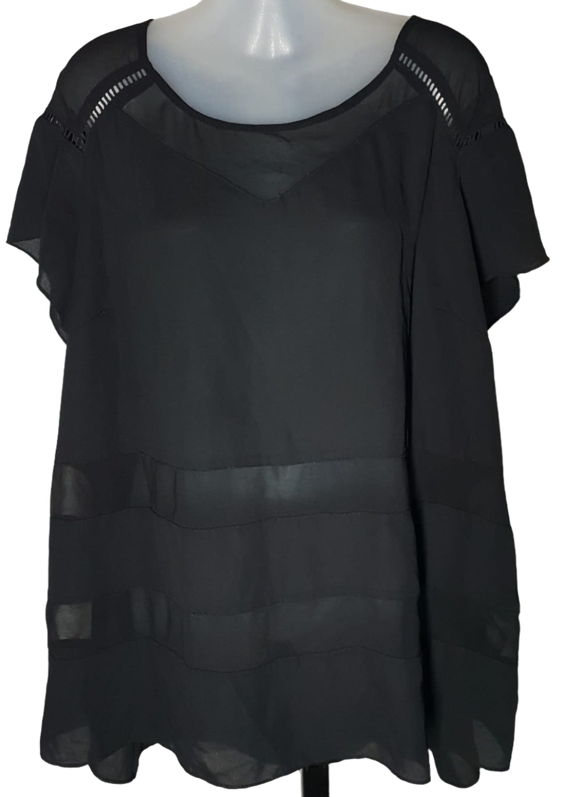 City Chic Medium - Black Mesh Panel Top