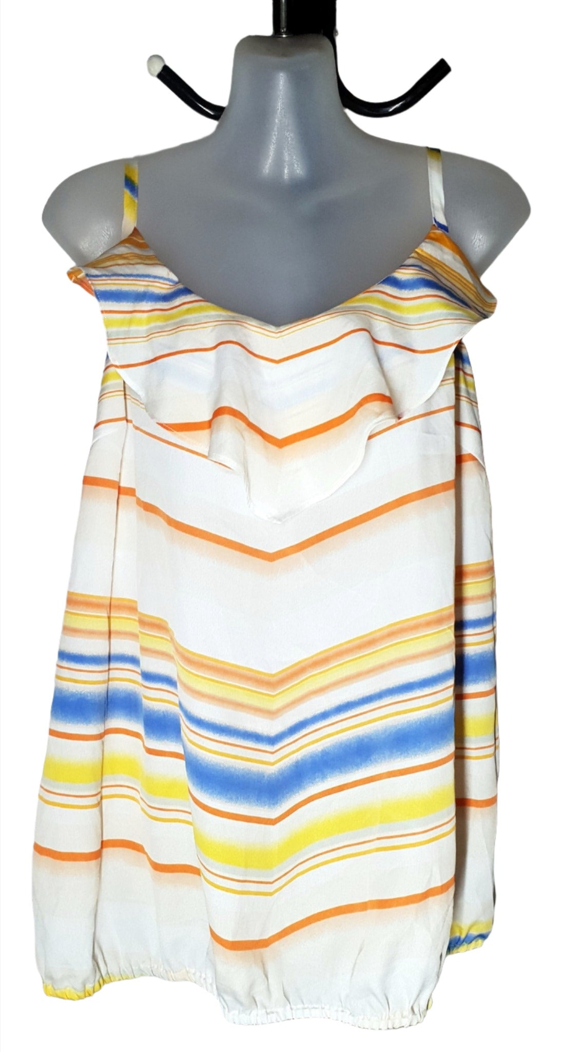 City Chic Medium - Stripped Frill Cami Top