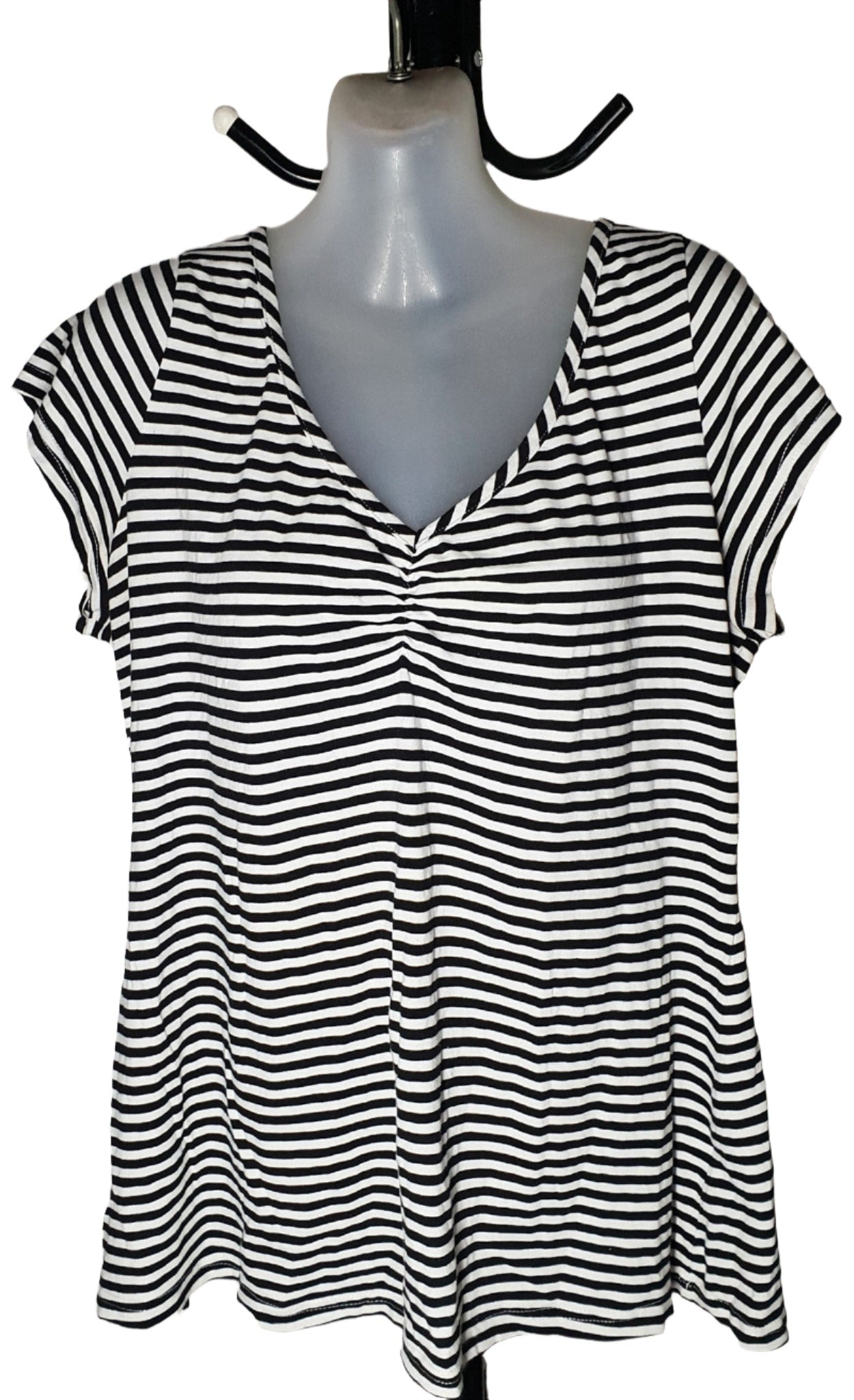 City Chic Medium - Stretchy Striped V Neck T Shirt Top