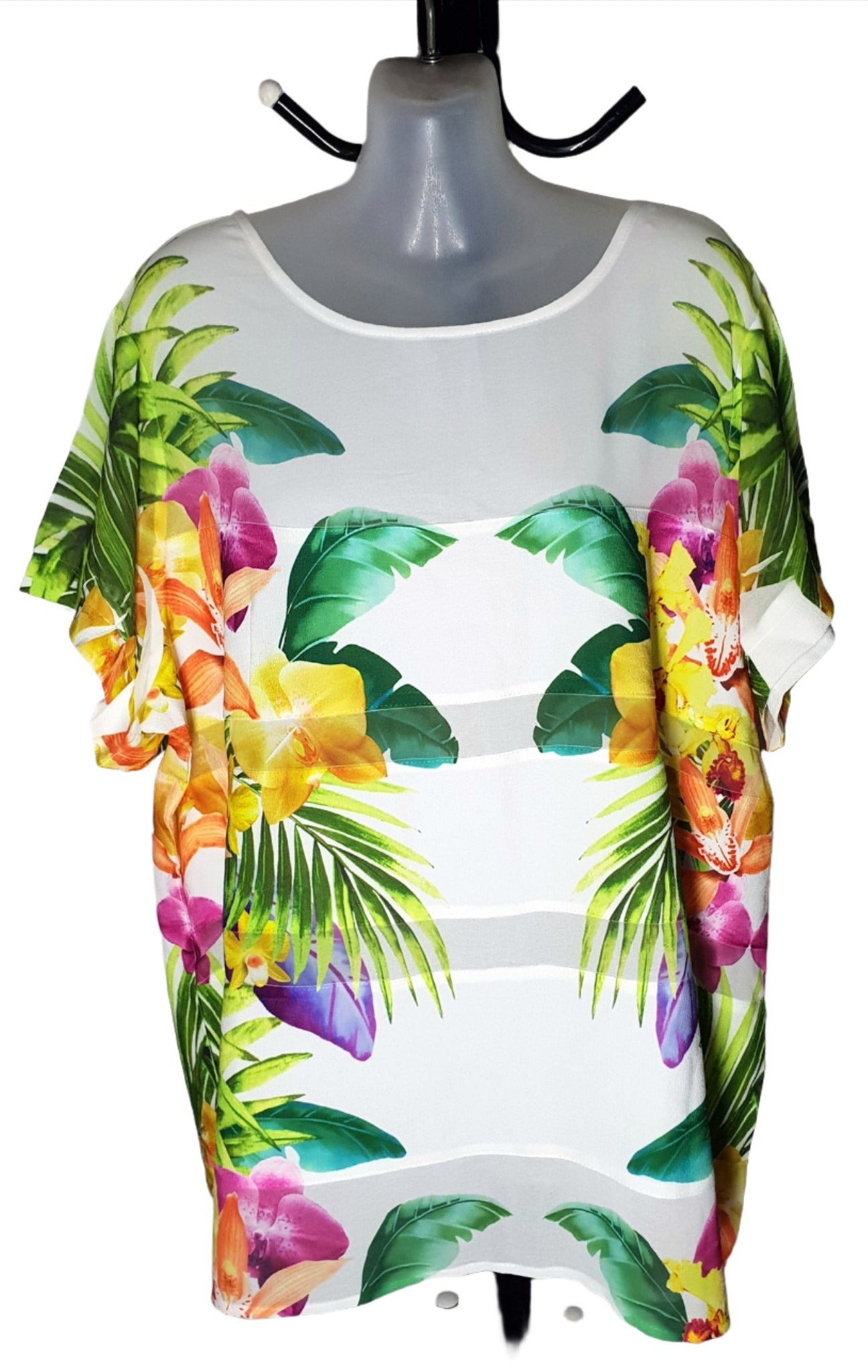 City Chic Medium - Tropical Mesh Panel Top
