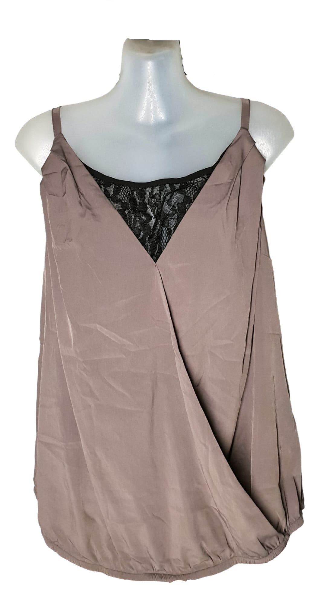 City Chic XS - Lace Insert Faux Wrap Cami Singlet Top