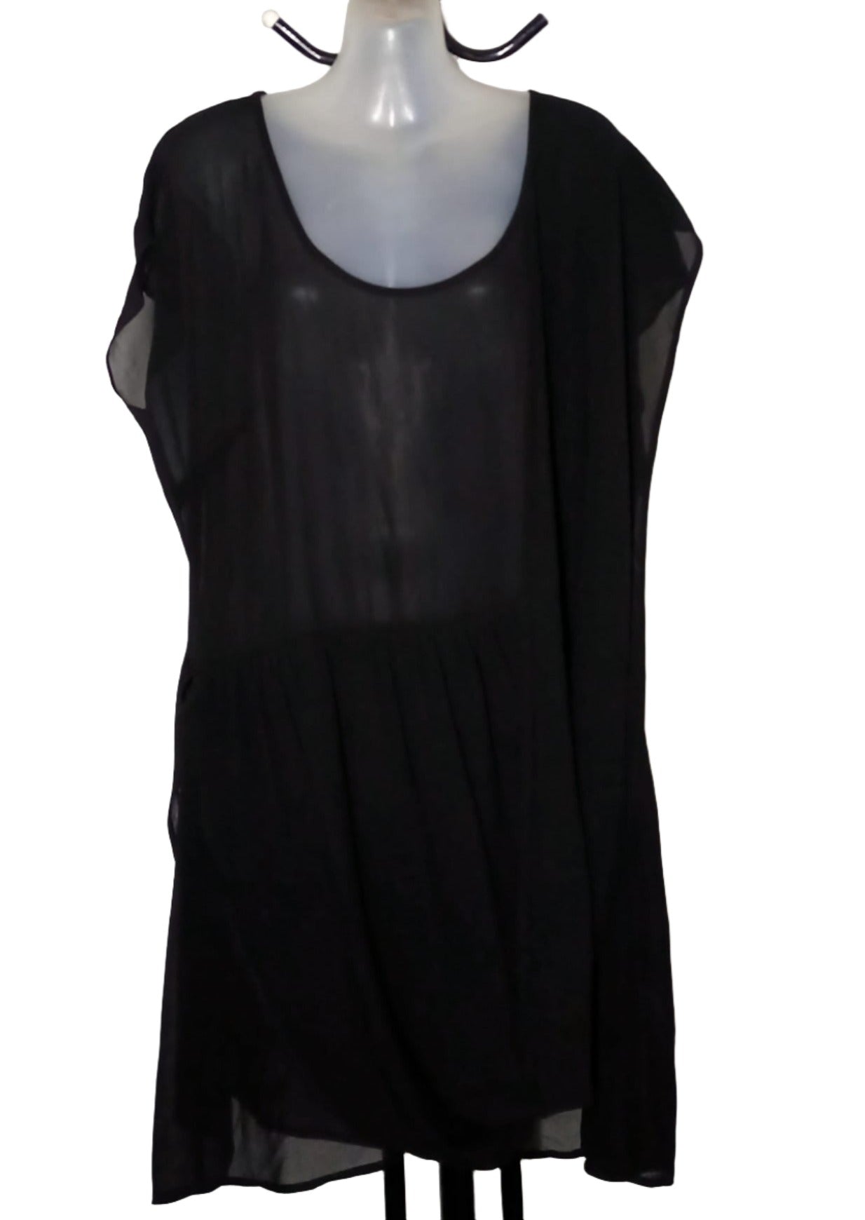 City Chic XS - Black Sheer Tunic Top
