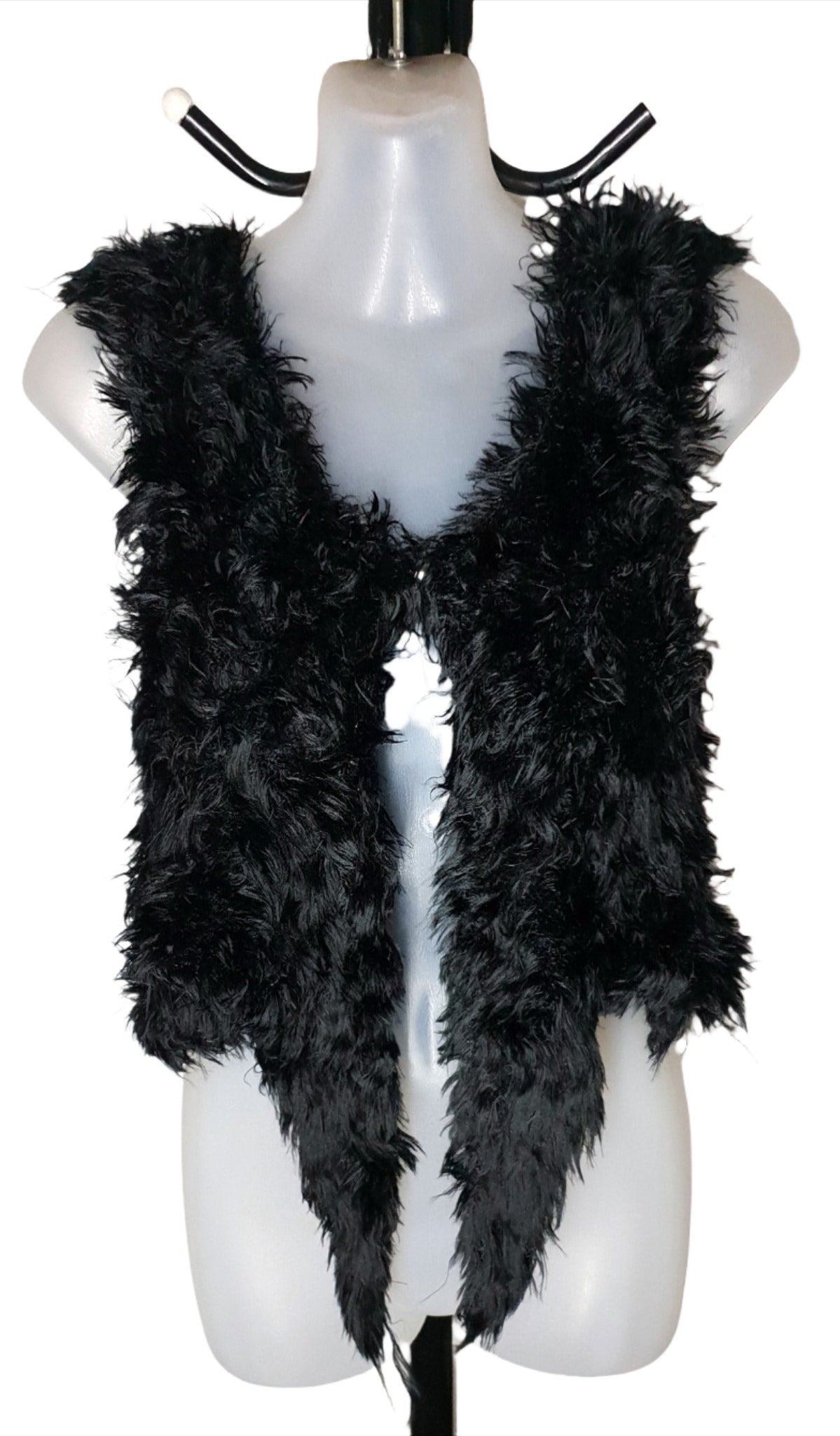 City Chic XS - Black Fur Tie Front Vest