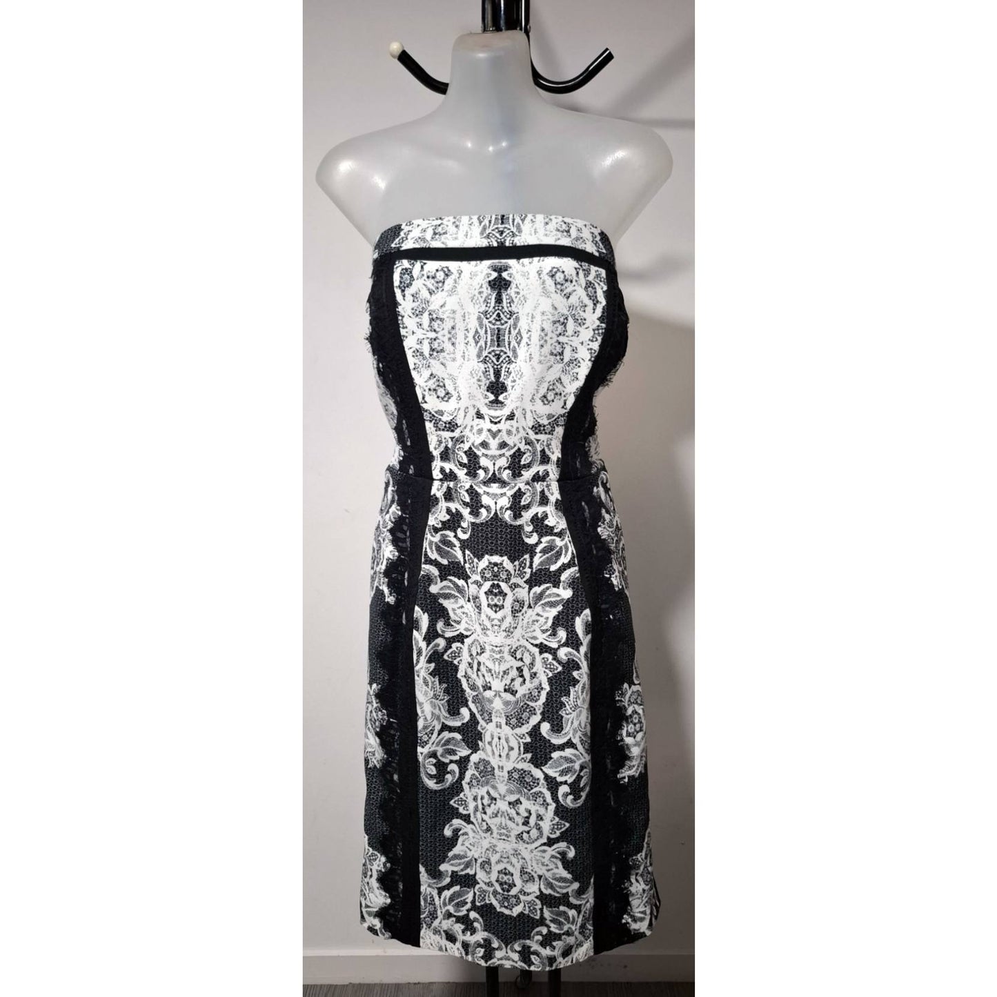 City Chic Medium - Strapless Black And White Lace Dress