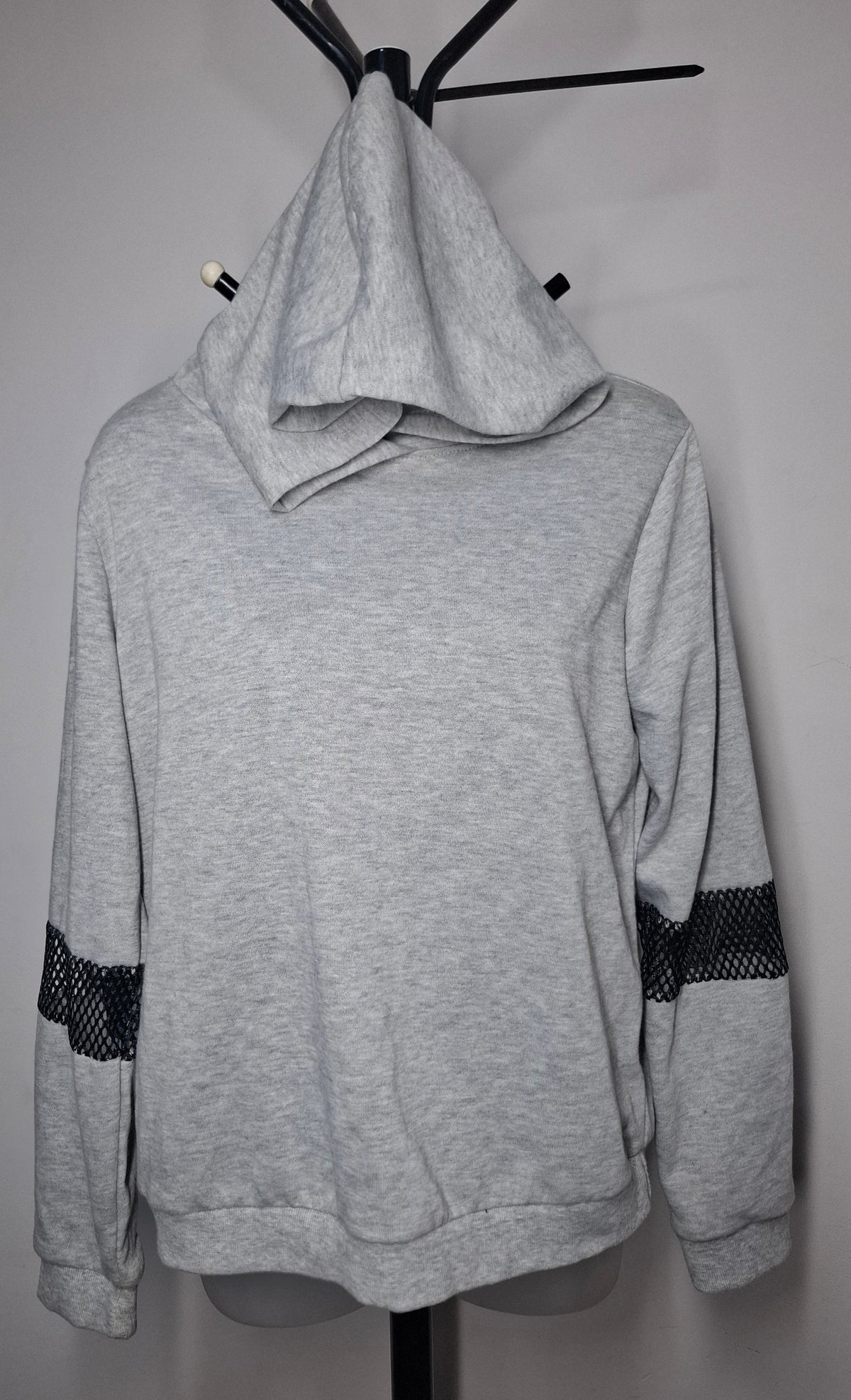 Size 10 - Gray Hoodie Jumper With Black Netting Detail