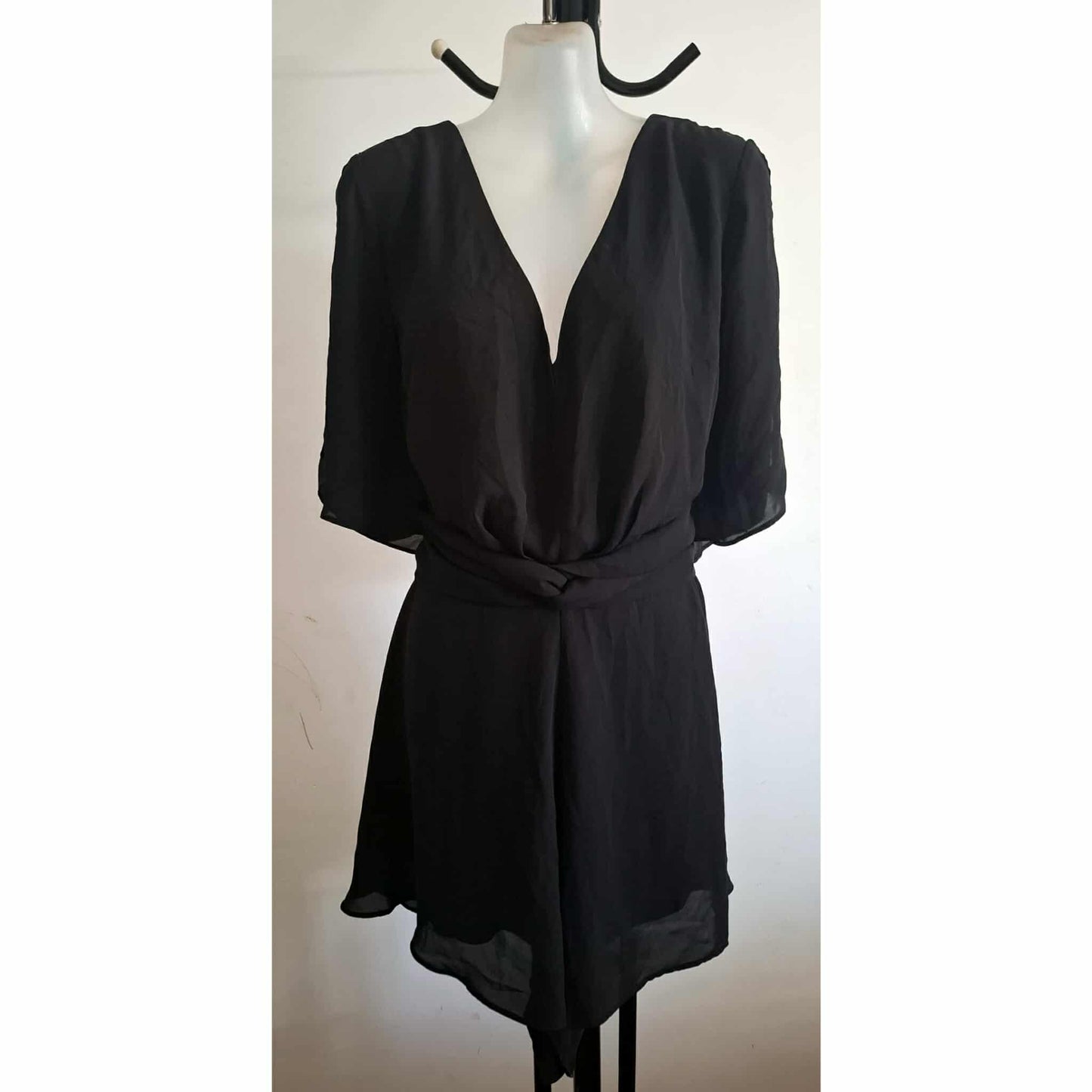 City Chic Medium - Black Twist Front Playsuit
