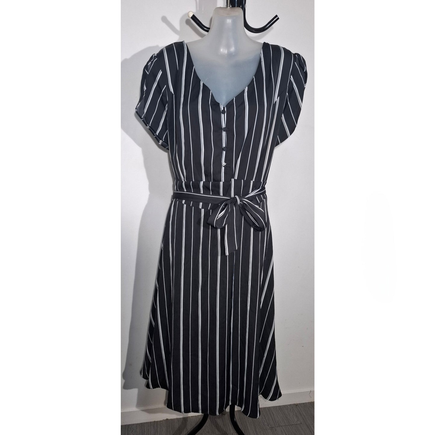 City Chic XL - Striped Dress With Tie