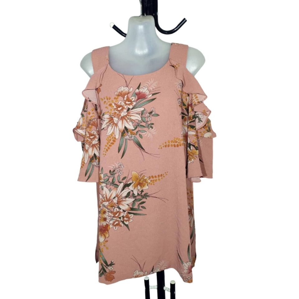 City Chic XS - Floral Cold Shoulder Top