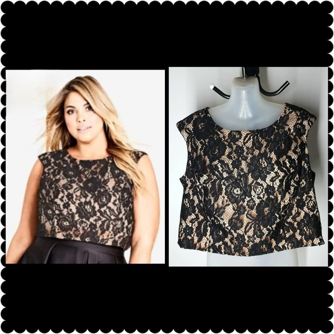 City Chic Medium - Lace Cropped Top