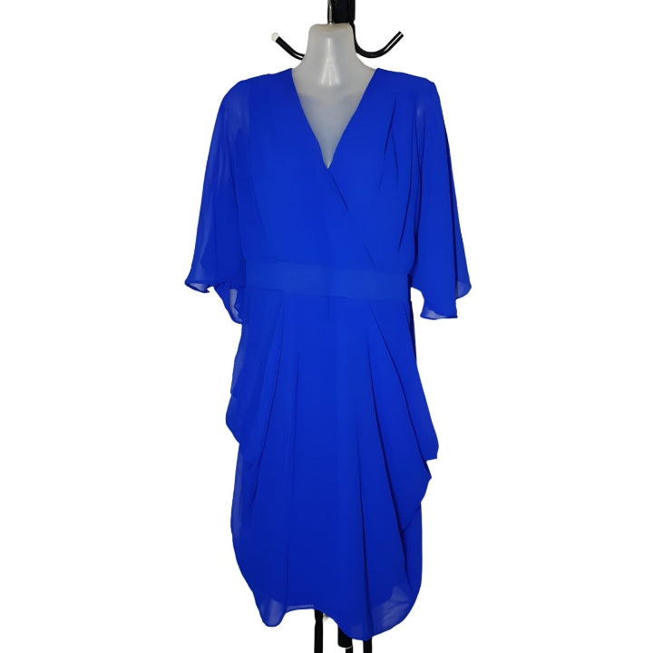 City Chic Medium - Blue Faux Wrap Dress