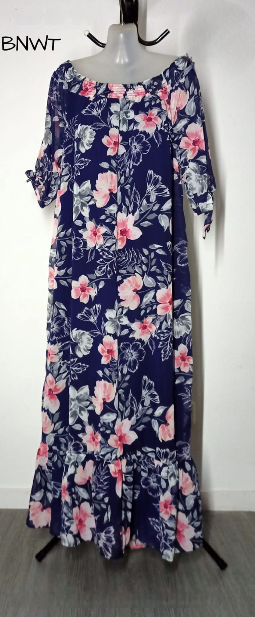 Size 16 - Navy Floral Off Shoulder Dress