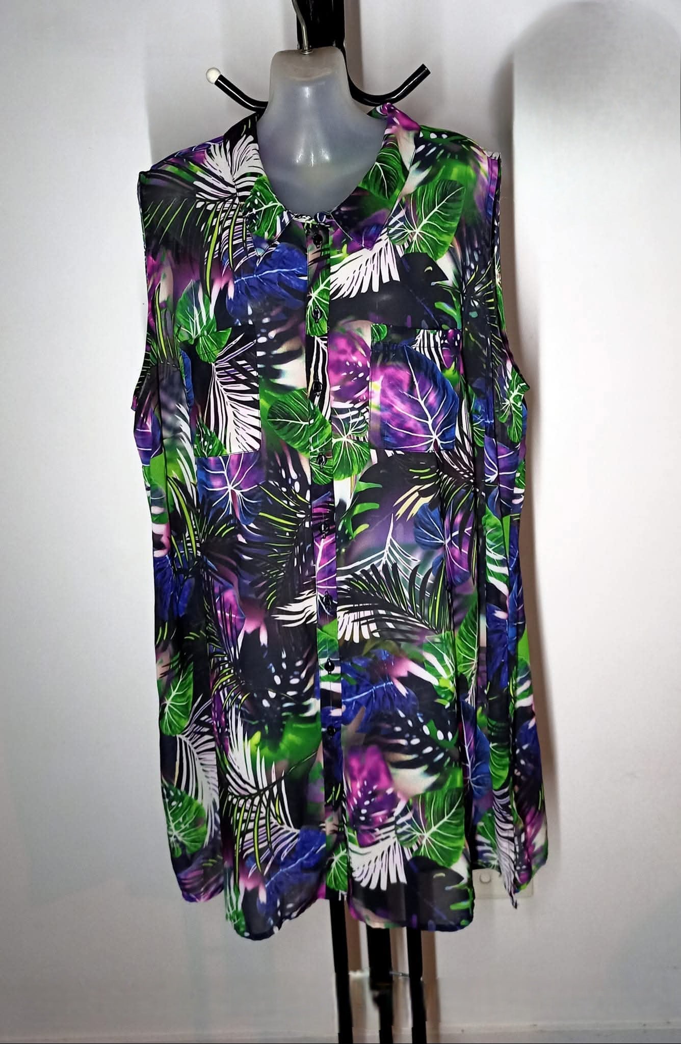 Size 22 - Sheer Floral Button Up Top