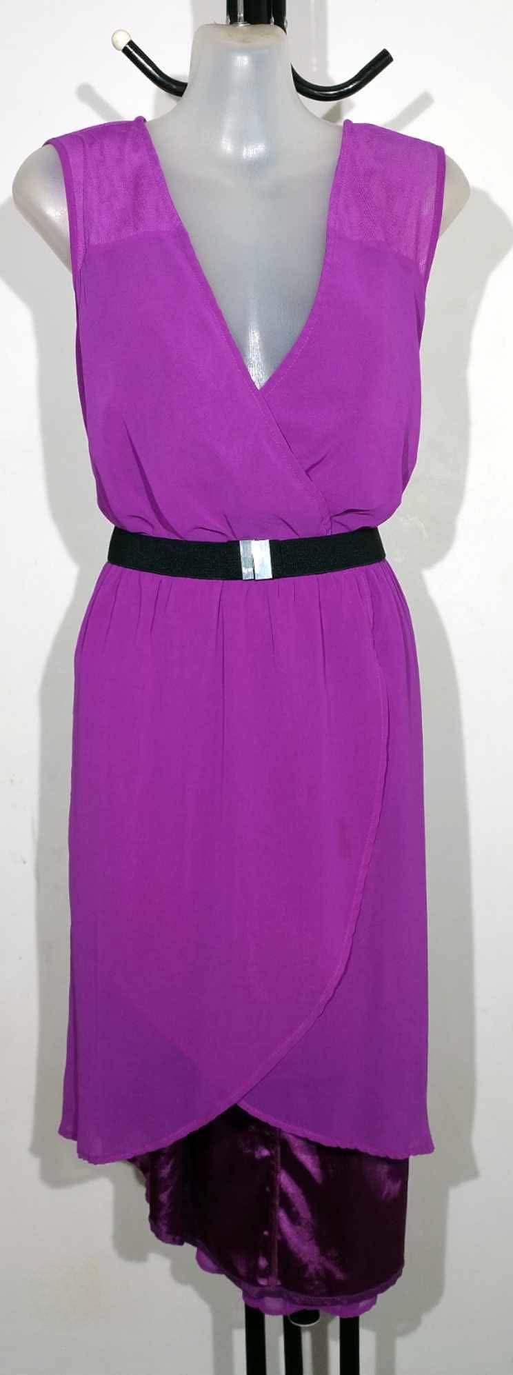 City Chic XS - Purple Hi-Lo Dress With Belt