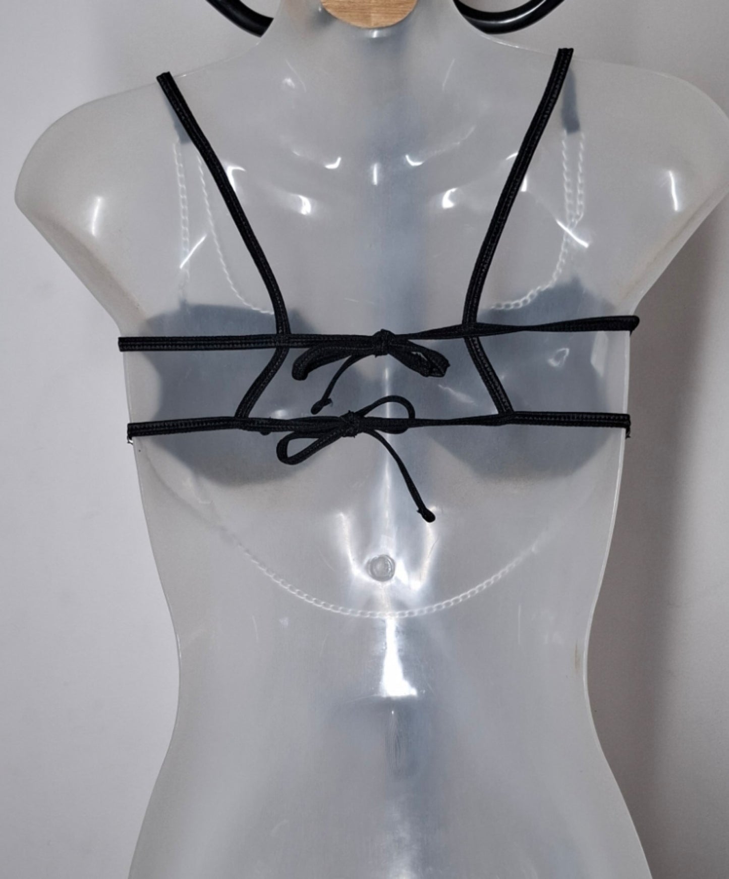 Size 8 - Black Faux Leather Strappy Chain Crop - Brand New