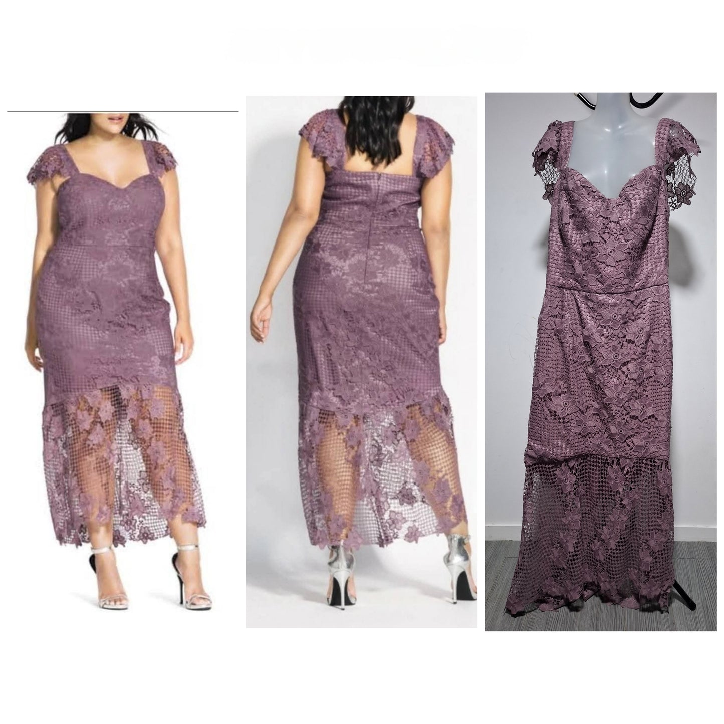 City Chic XL - Lace Overlay Dress