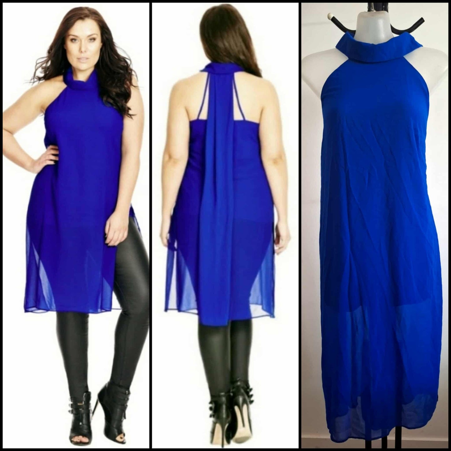 City Chic XS - Blue Chiffon Halter Tunic Top