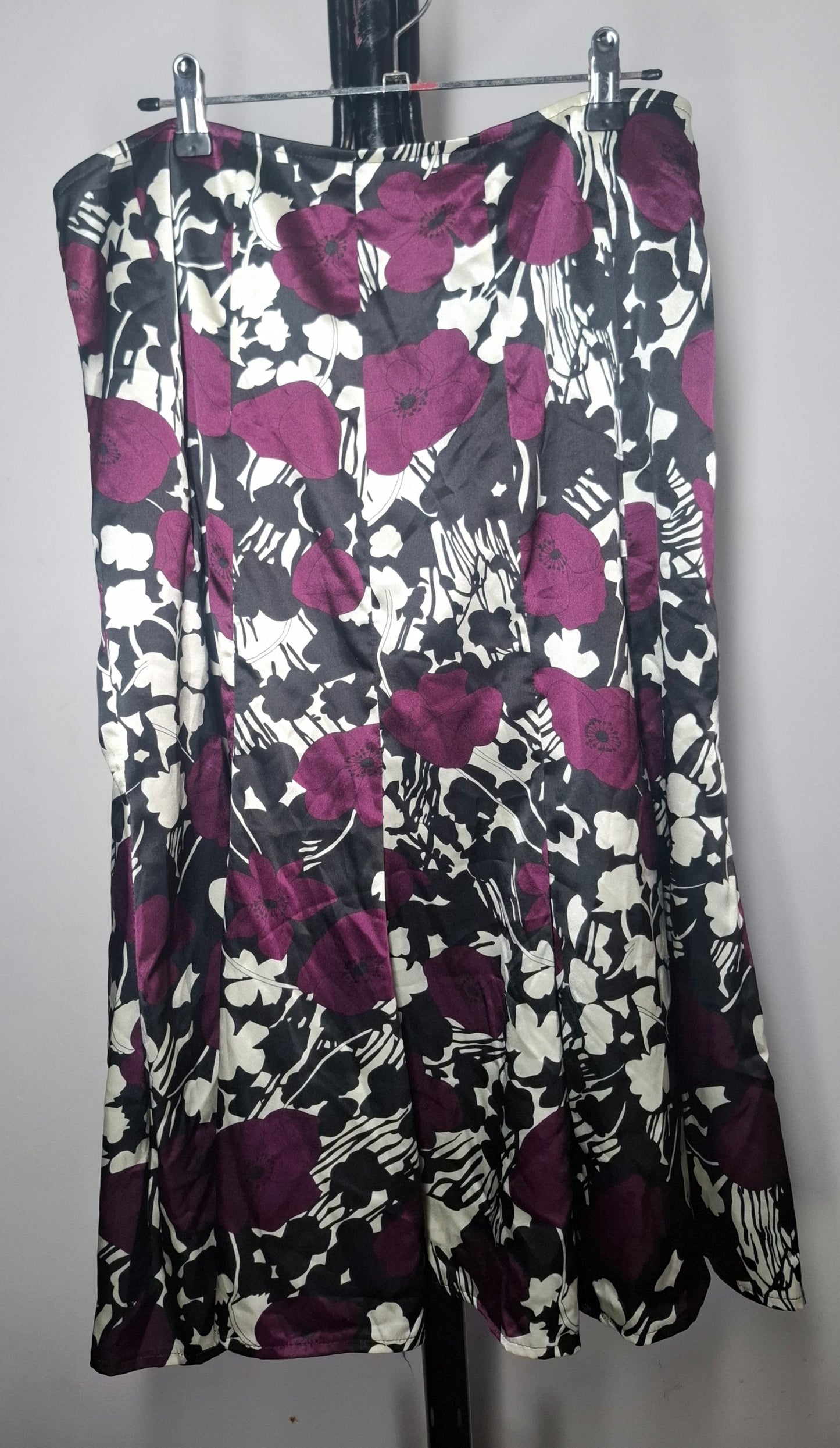 Size 12 - Purple & Black & White Floral Skirt
