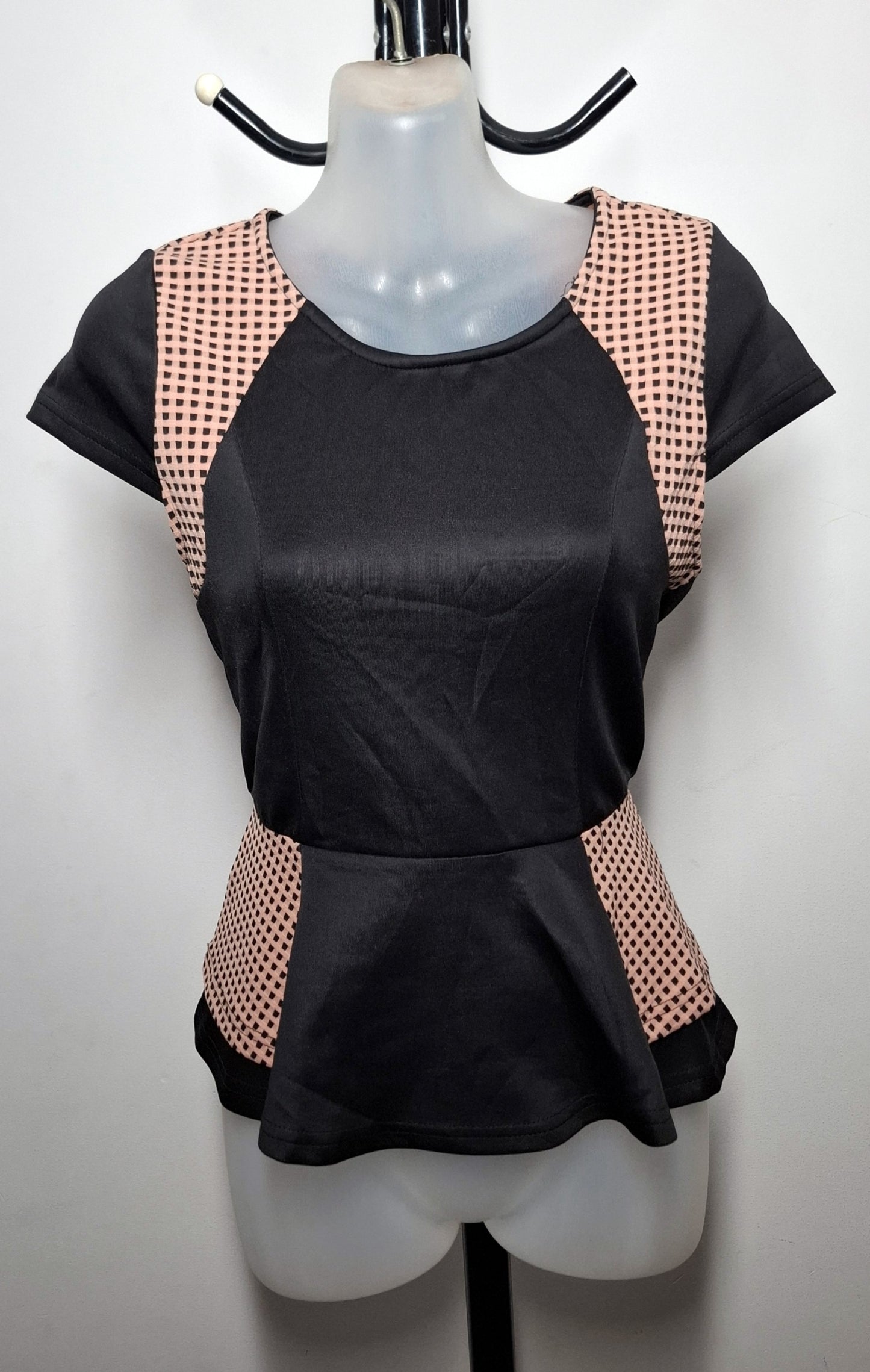 Size 10 - Black Textured Peplum Top