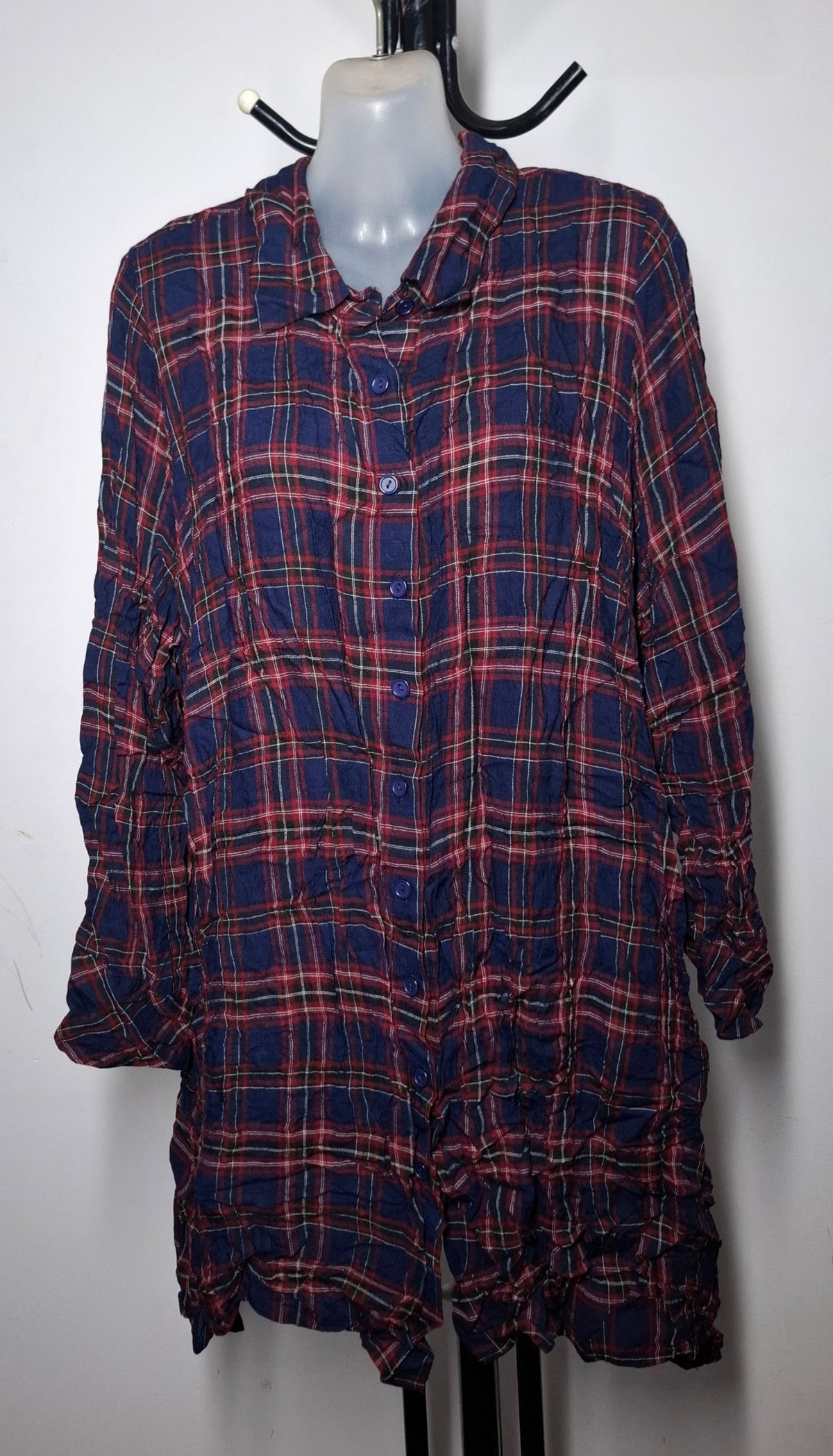 City Chic Medium - Plaid Button Up Tunic Top With Sleeves