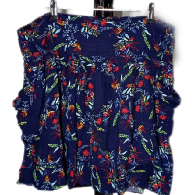City Chic Medium - Navy Floral Skirt With Pockets
