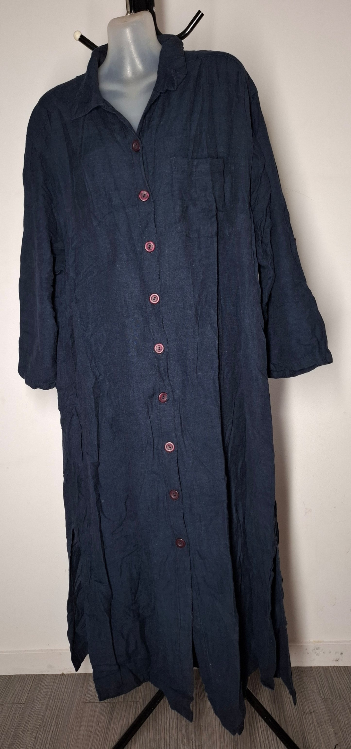 Size 24 - Button Up Longline Dress With Sleeves & Pocket