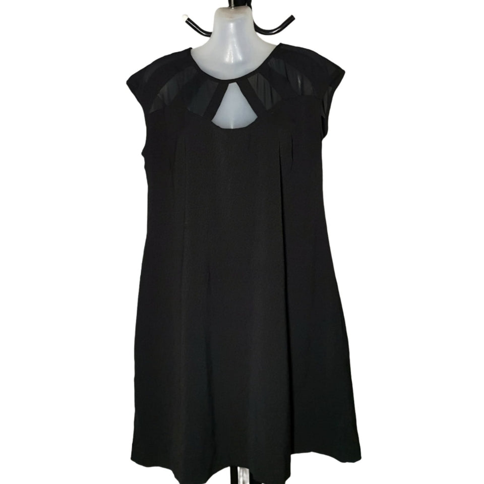 City Chic XS - Black Mesh Insert Keyhole Stretchy Dress