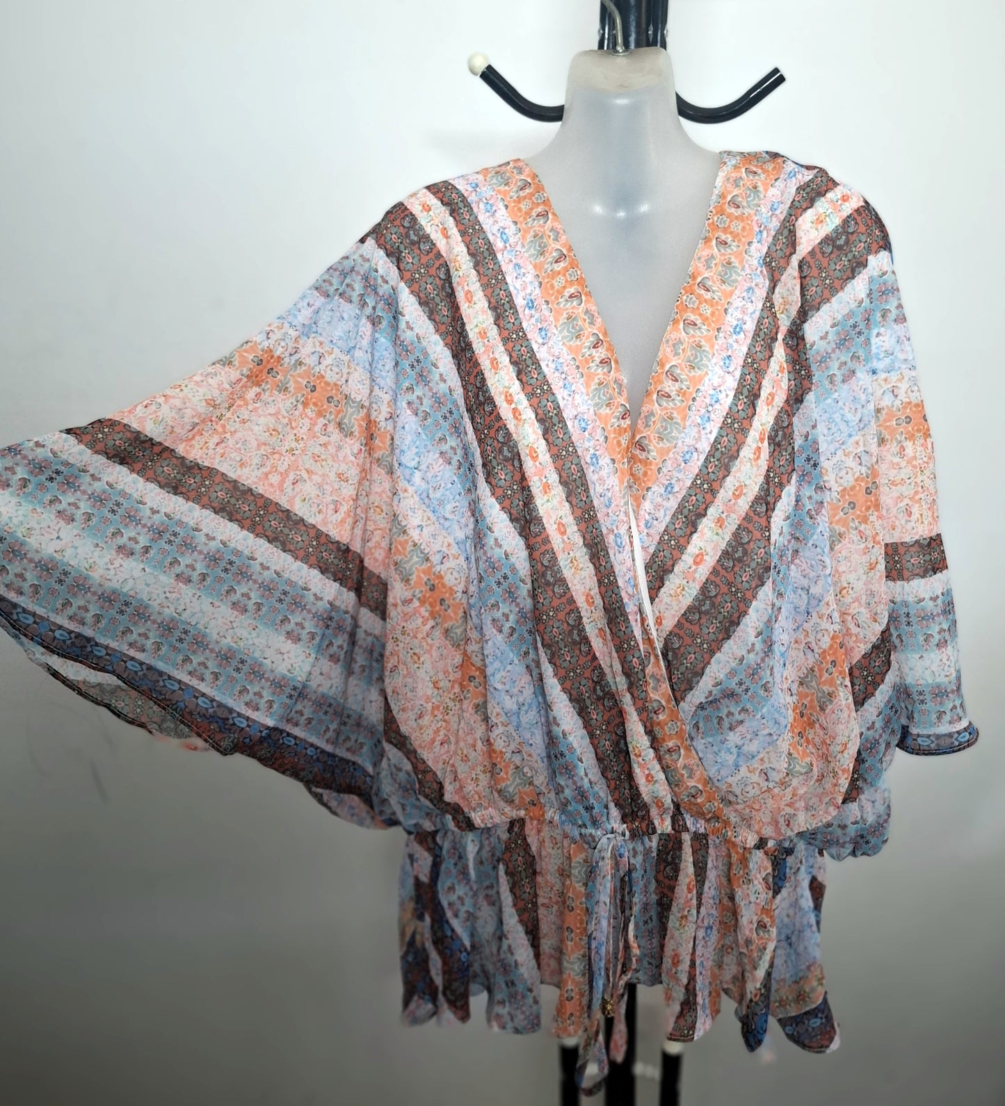 City Chic Large - Faux Wrap Peplum Top With Batwing Sleeves