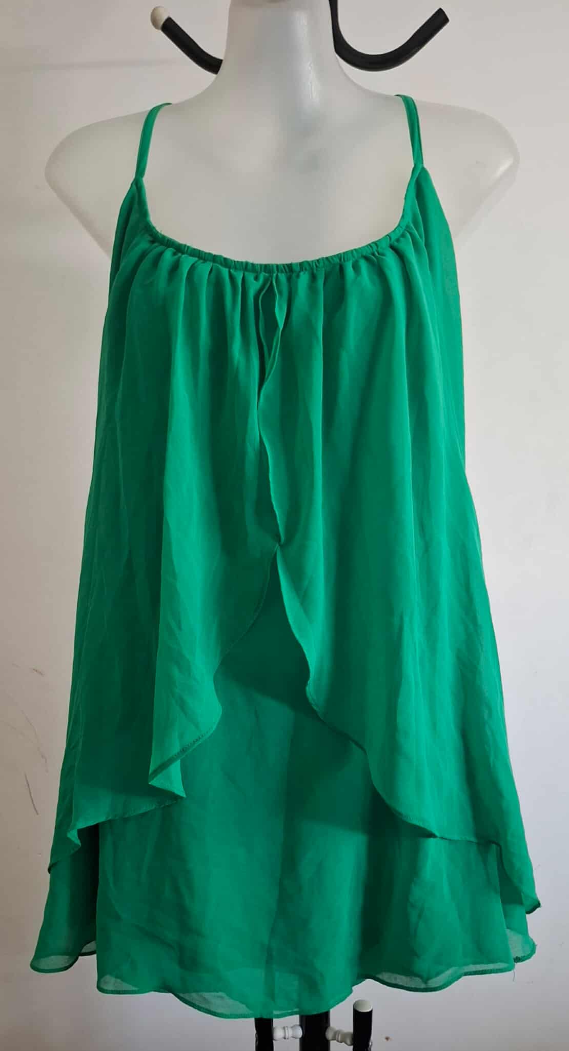 City Chic Medium - Green Chiffon Overlay Top