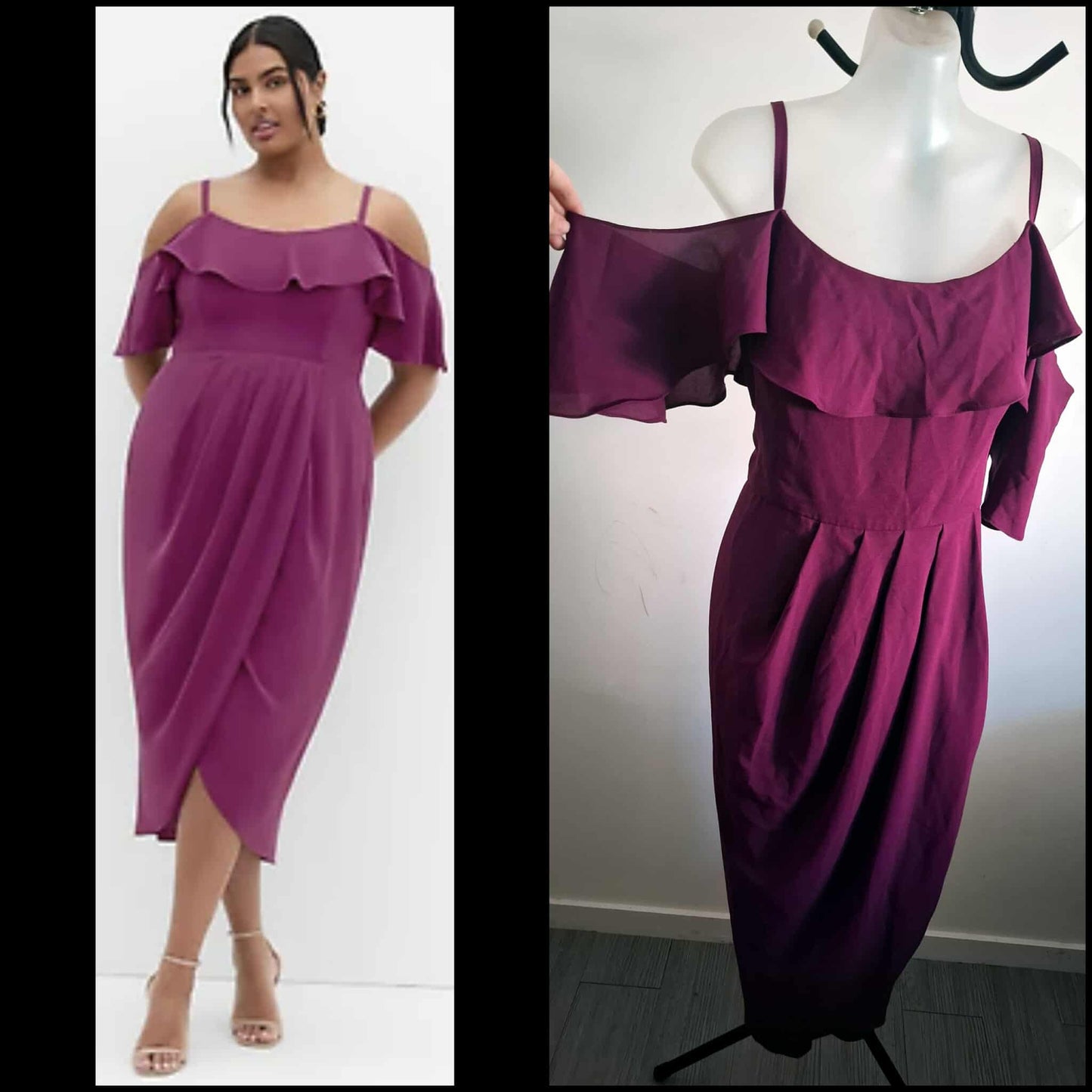 City Chic XS - Frill Off Shoulder Dress