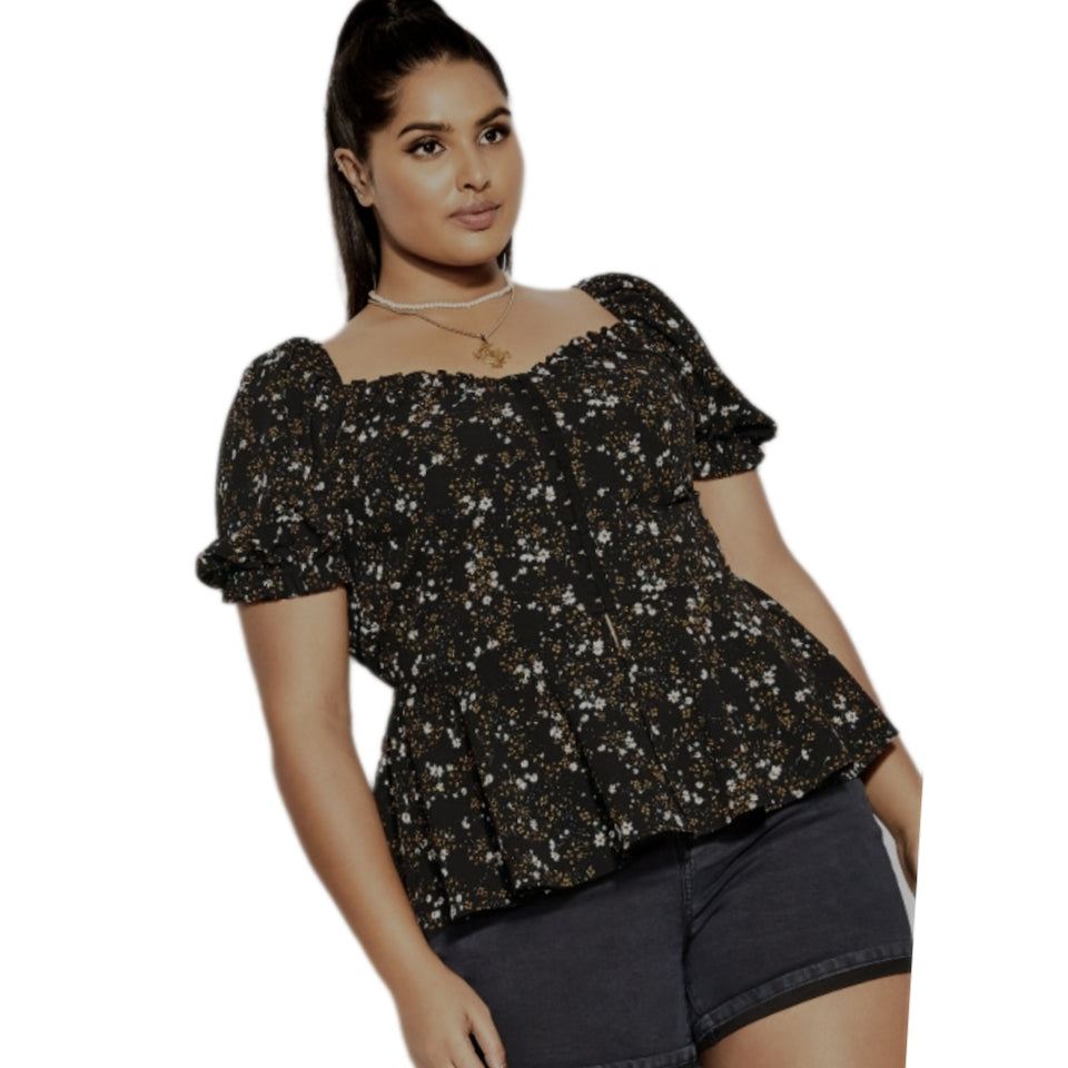 City Chic XS - Floral Peplum Top