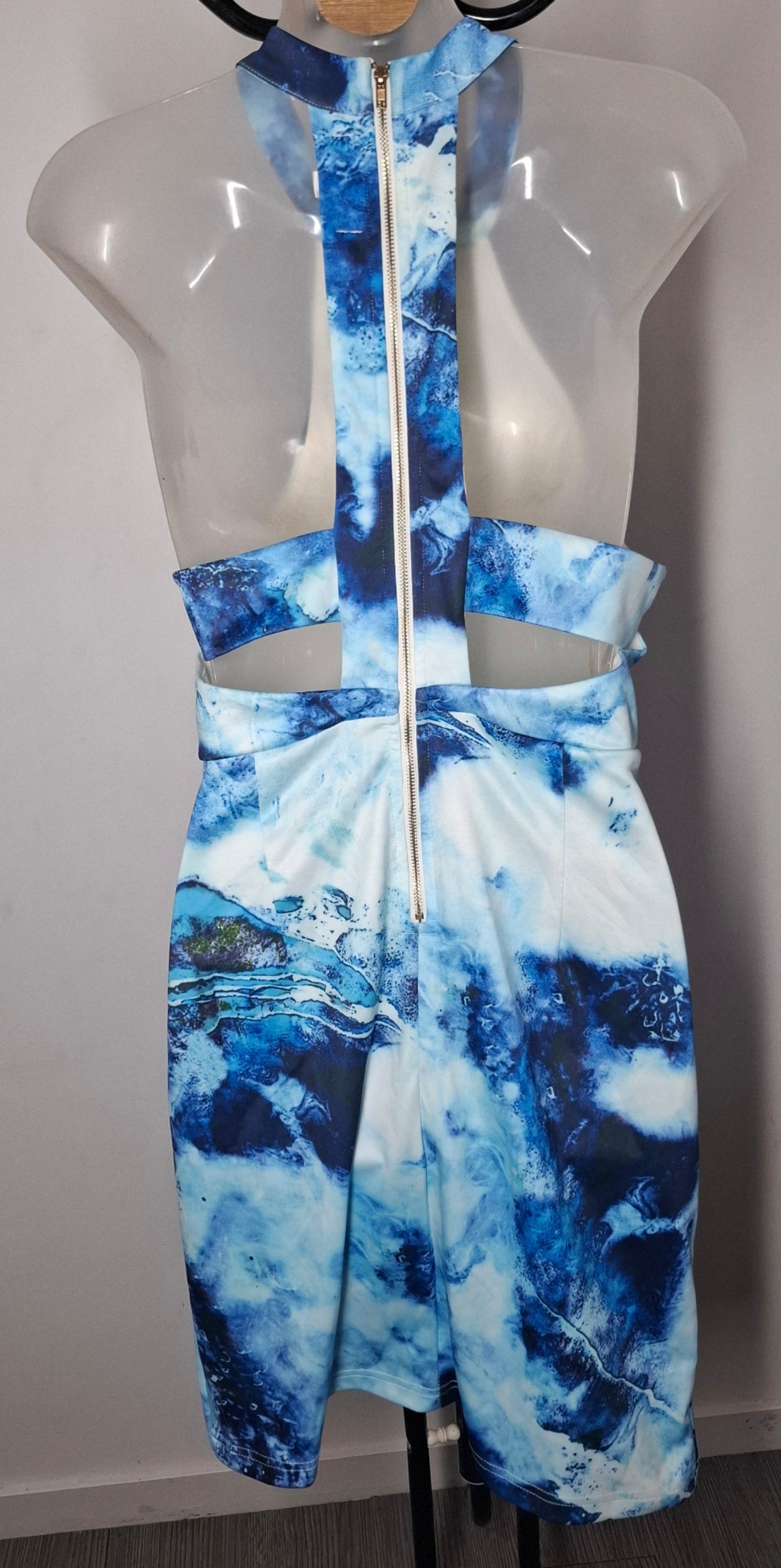 Size 12 - Blue Asymmetrical Halter Dress