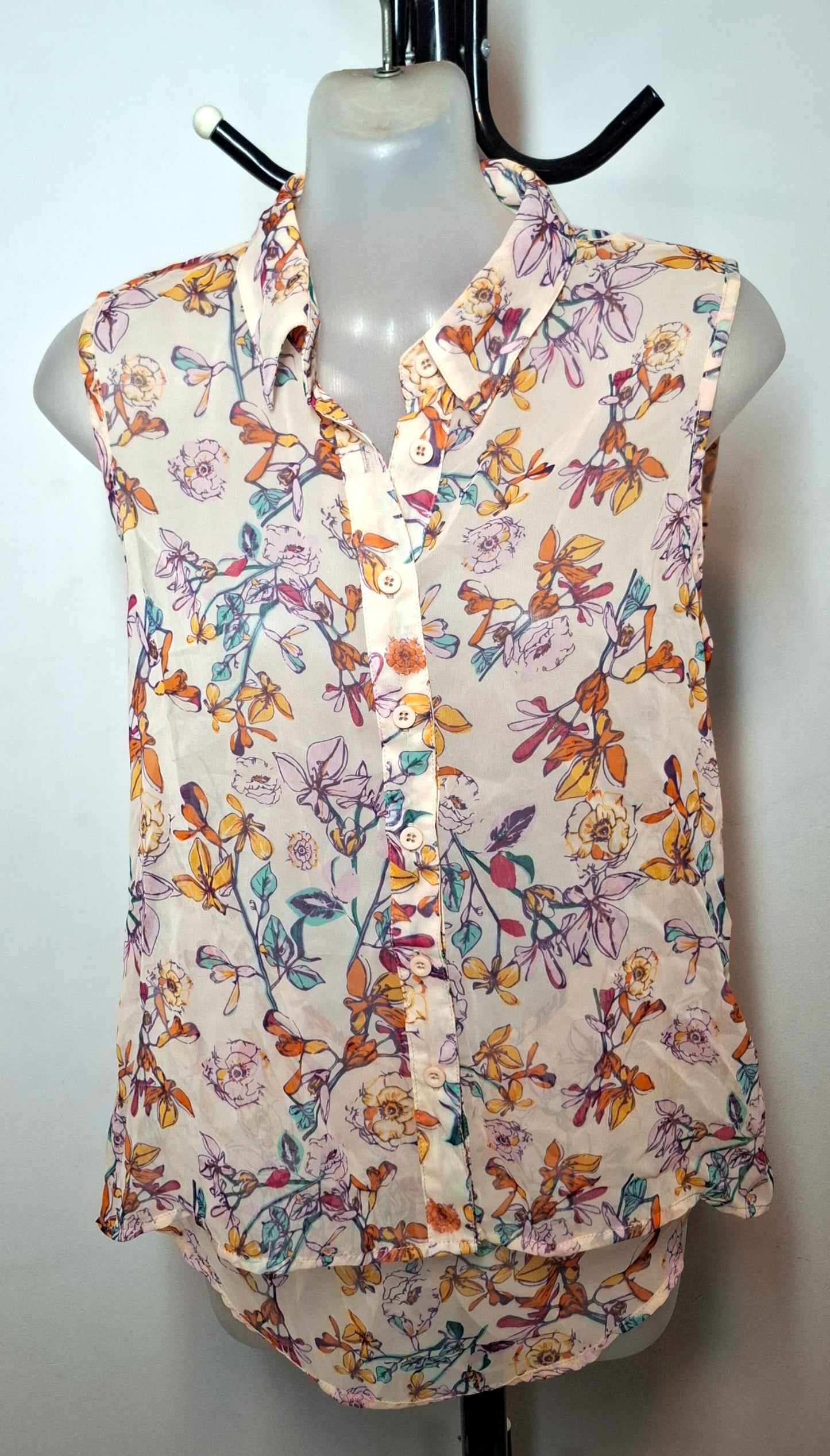Size 8 - Sheer Floral Button Up Top