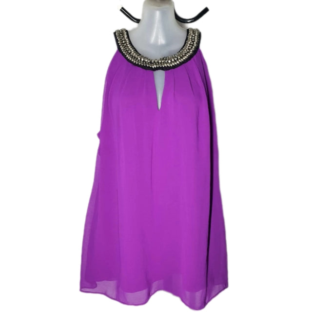 City Chic XS - Purple Embellished Chiffon Halter Top