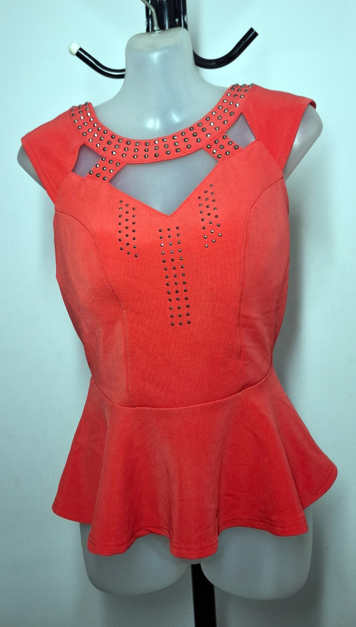 Size 10 - Diamante Cutout Peplum Top