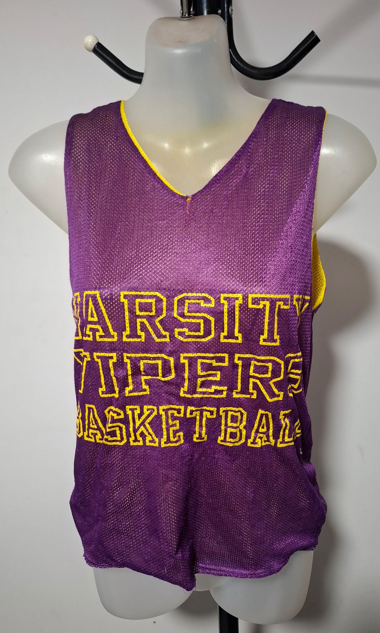 Size 8 - Purple & Yellow Mesh Net Basketball Top - FREE