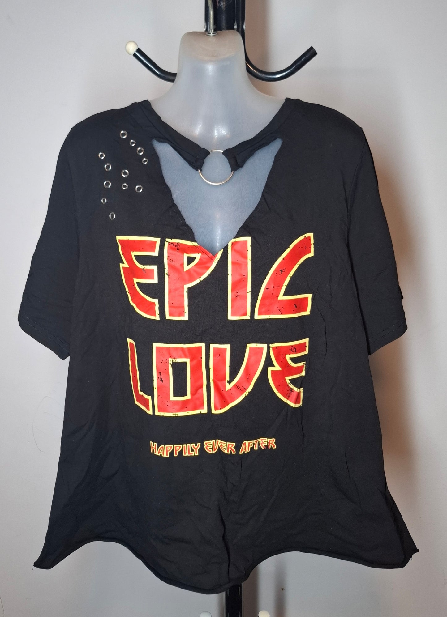 City Chic XS - Black 'Epic Love Happily Ever After' Choker Top