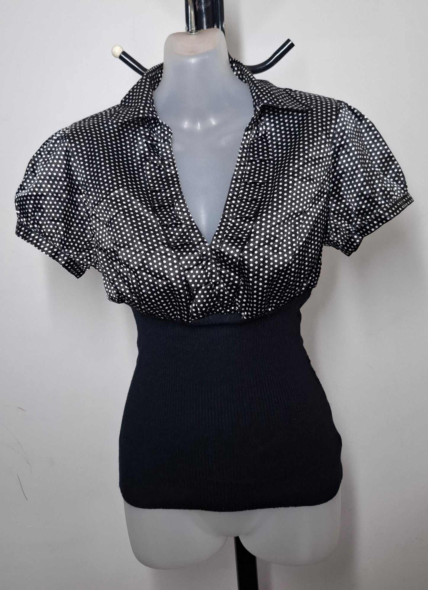 Size 10 - Polka Dot & Black Office Attire Blouse Top